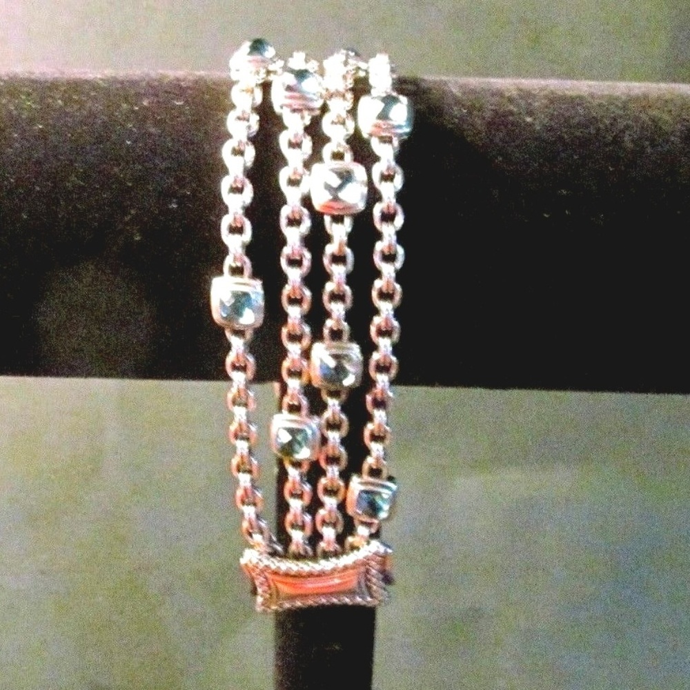 SCOTT KAY SS MULTI LINK BLUE TOPAZ BRACELET